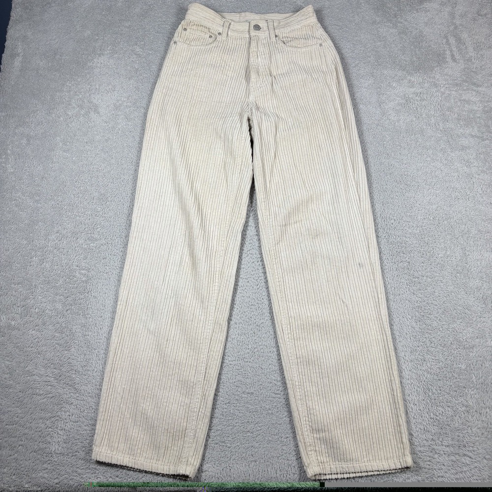 BDG Urban Outfitters Corduroy Pants Womens 25 Cream High Rise Baggy Wide Leg